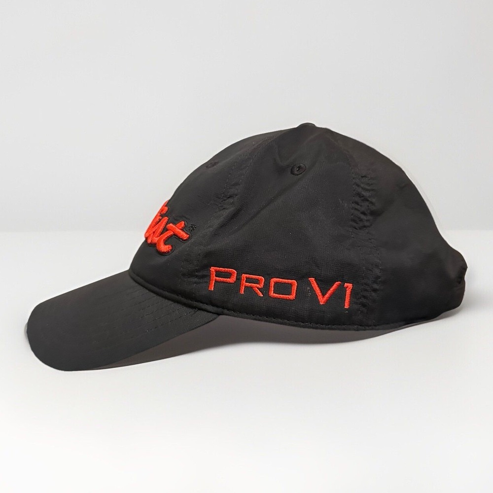 Titleist FJ Pro V1 Black Red Golf StrapBack Hat Cap - Picture 2 of 5